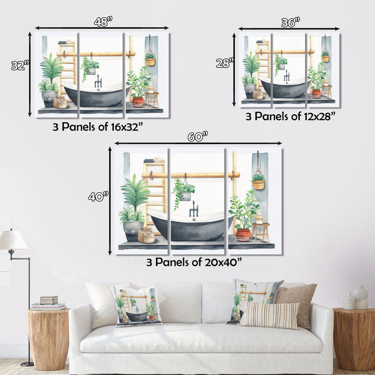 Winston Porter Natural Bathroom Decor VI On Canvas 3 Pieces Print